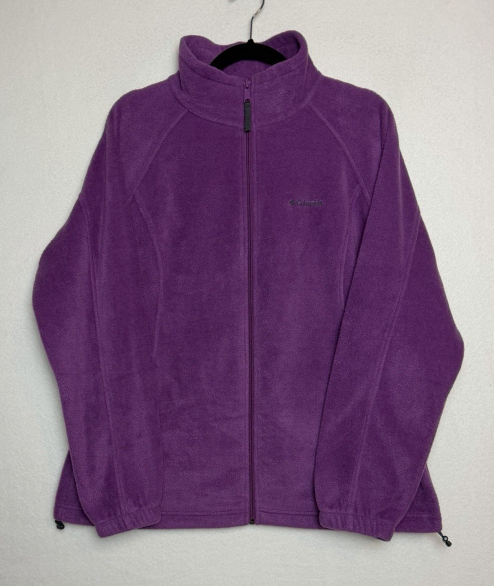 Columbia Women's Full Zip Fleece Jacket Purple Size 1X Adjustable Hem